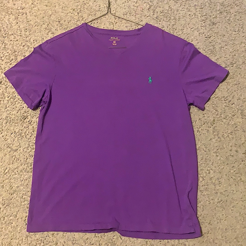 Purple V-neck polo adult M